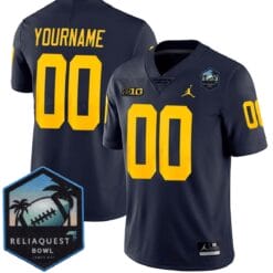 Custom Michigan Wolverines Jersey Name, Number ReliaQuest Bowl Patch Stitched Football
