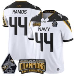 Alternative view of Colin Ramos Jersey #44 Navy Midshipmen Commander-in-chief's Trophy Stitched Football