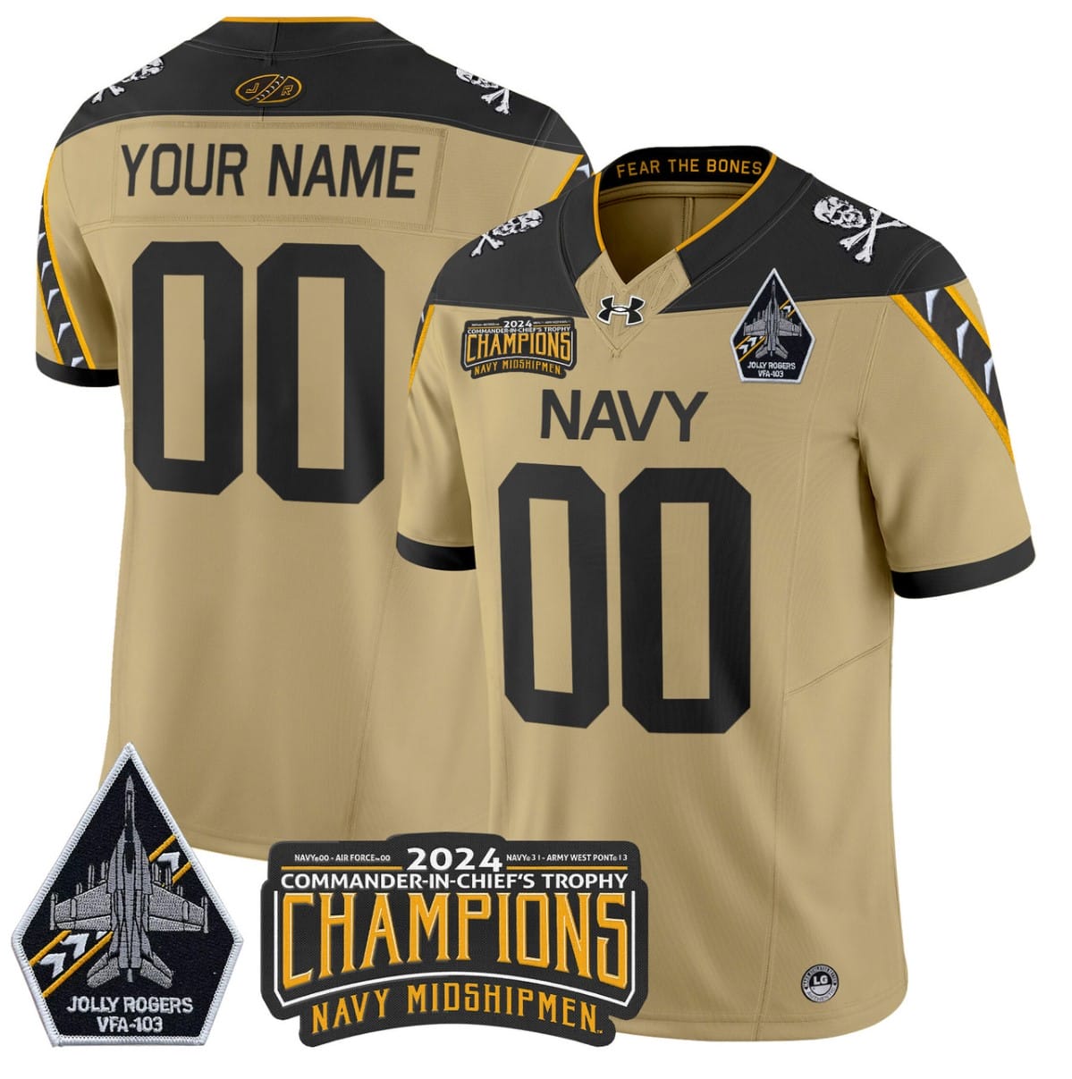 Custom Navy Midshipmen Jersey Commander-in-chief's Trophy Champions Stitched Football - Image 5
