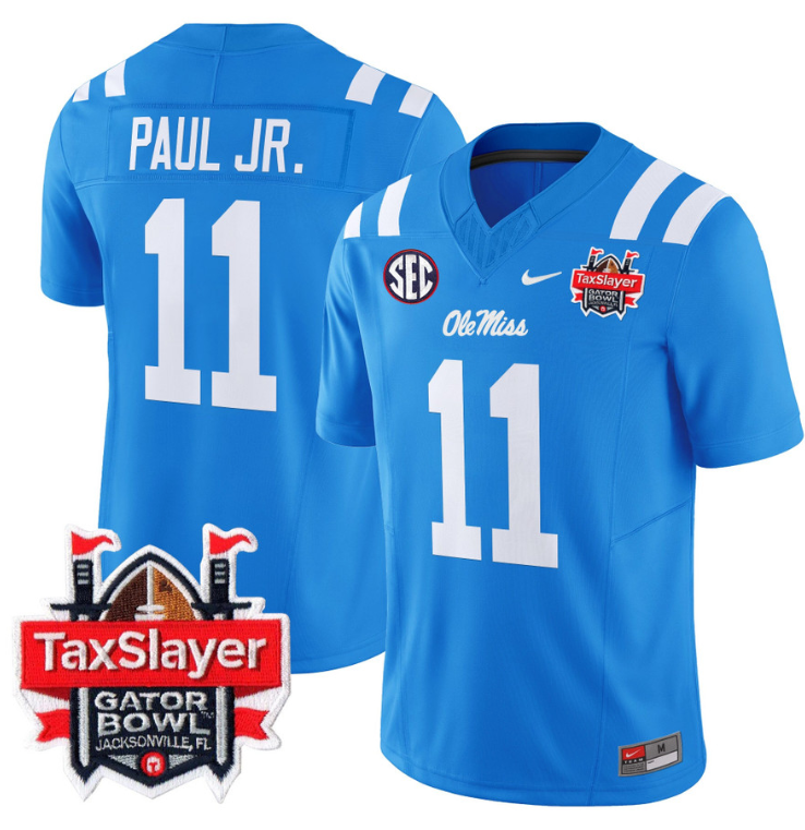Chris Paul Jr Jersey #11 Ole Miss Rebels 2024 Gator Bowl V2 2024 Stitched Football - Image 5
