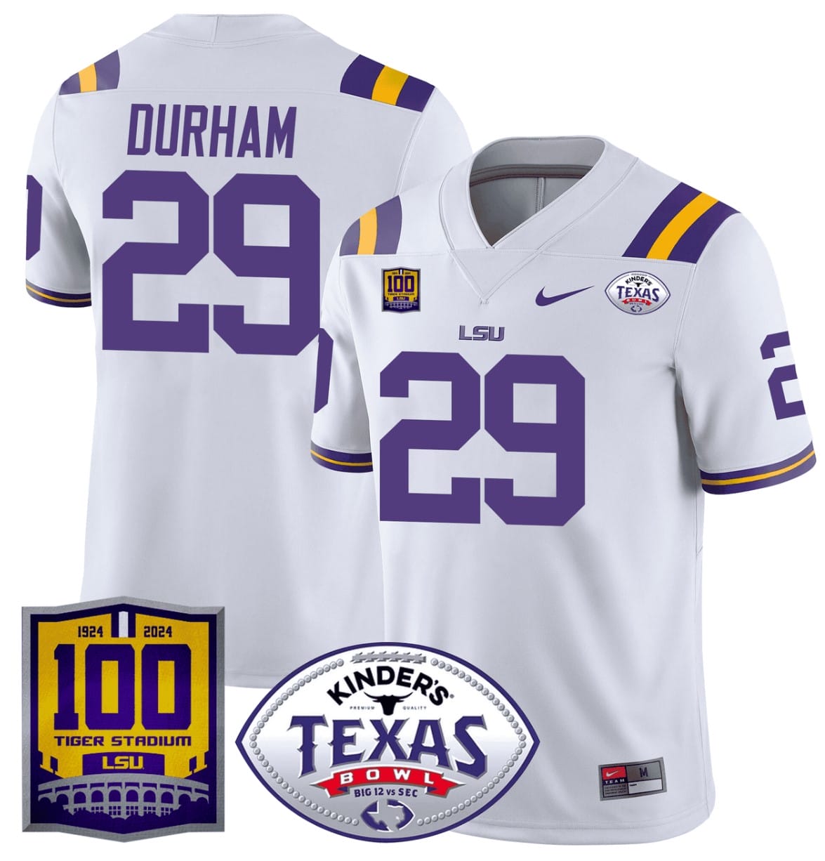 Caden Durham Jersey #29 LSU Tigers Texas Bowl Patch Stitched Football - Image 2