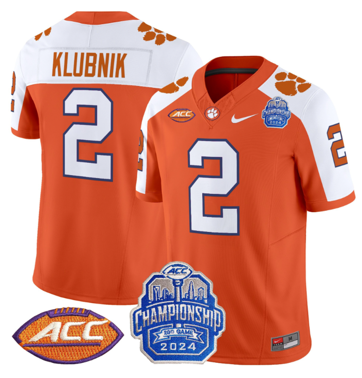 Cade Klubnik Jersey #2 Clemson Tigers 2024 ACC Championship Patch Stitched Football - Image 4