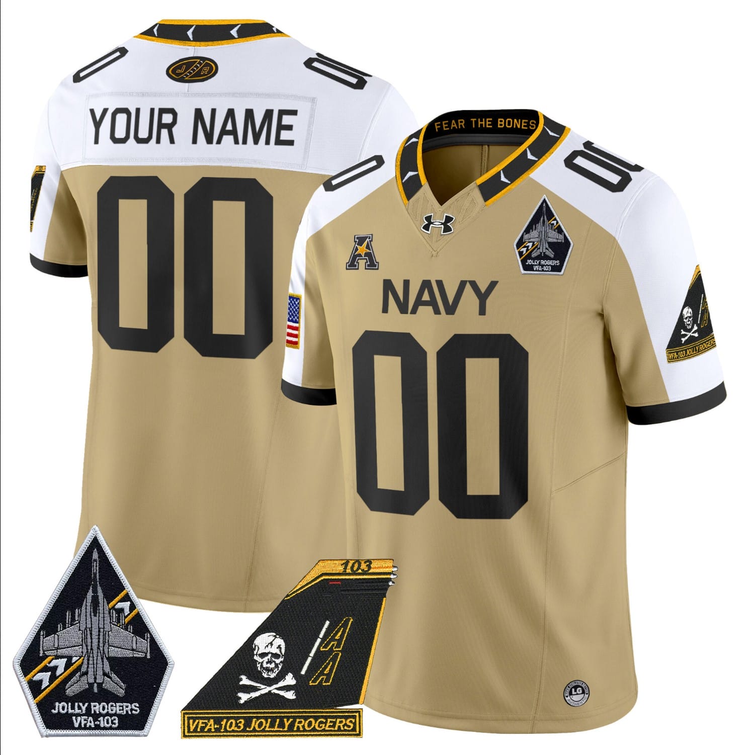 Custom Navy Midshipmen Jersey Name, Number 2024 Jolly Rogers Patch Stitched Football