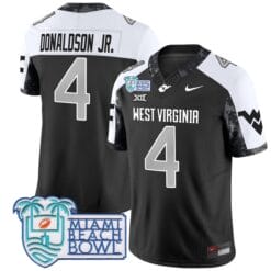 CJ Donaldson Jr Jersey #4 West Virginia Mountaineers 2025 Miami Beach Bowl Football Stitched