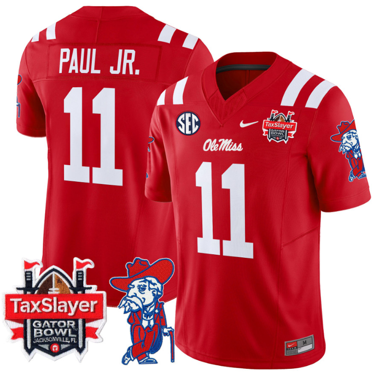 Chris Paul Jr Jersey #11 Ole Miss Rebels 2025 Gator Bowl Patch Stitched Football - Image 3