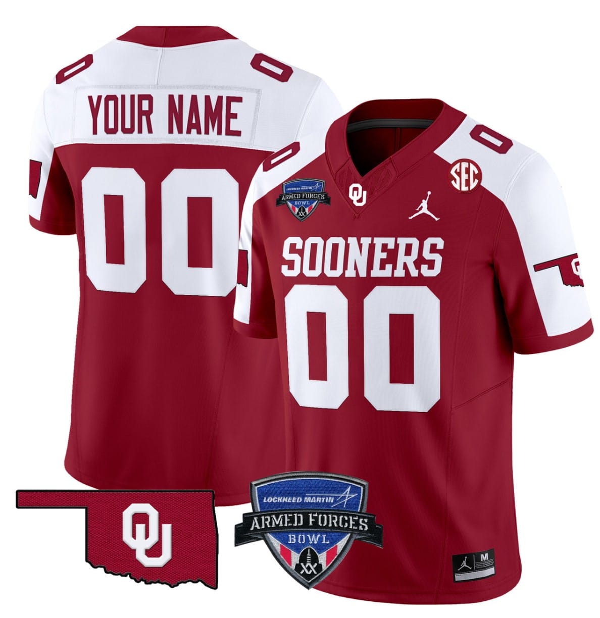 Custom Oklahoma Sooners Jersey 2025 Armed Forces Bowl Patch Vapor Football Stitched