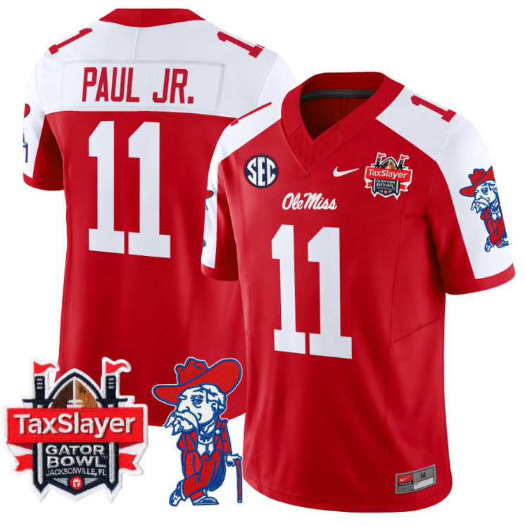 Chris Paul Jr Jersey #11 Ole Miss Rebels 2025 Gator Bowl Patch Stitched Football - Image 4