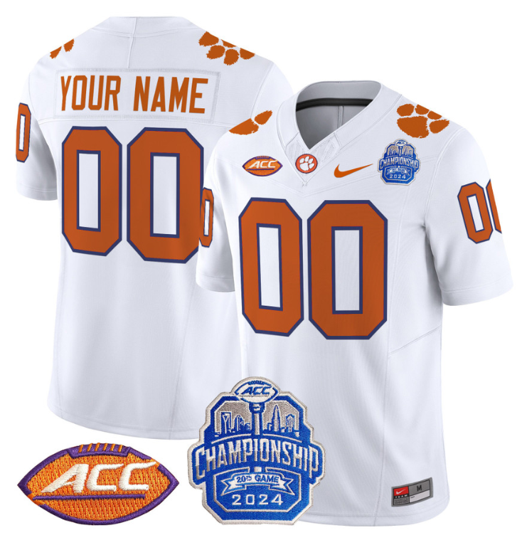 Custom Clemson Tigers Jersey 2024 ACC Championship Patch Stitched Football - Image 2