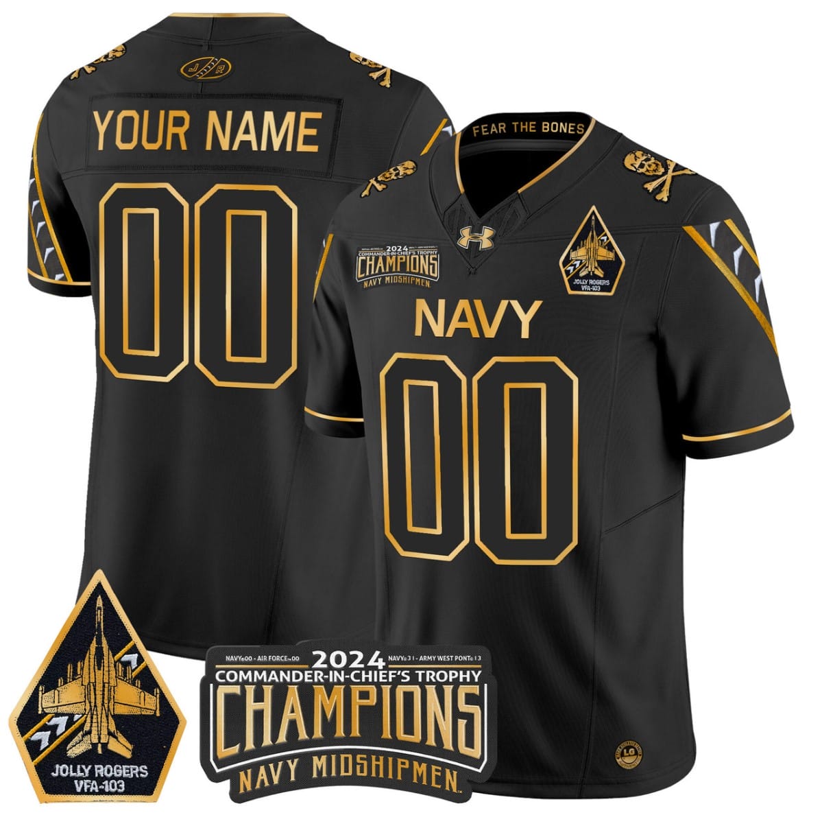 Custom Navy Midshipmen Jersey Commander-in-chief's Trophy Champions Stitched Football - Image 8