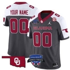 Alternative view of Custom Oklahoma Sooners Jersey 2025 Armed Forces Bowl Patch Vapor Football Stitched