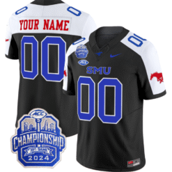Custom SMU Mustangs Jersey 2024 ACC Championship Patch V2 Stitched Football