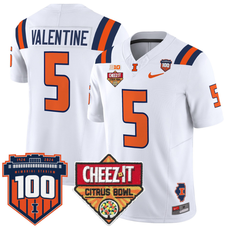 Ca'Lil Valentine Jersey #5 Illinois Fighting 2025 Cheez-It Citrus Bowl Stitched Football - Image 2