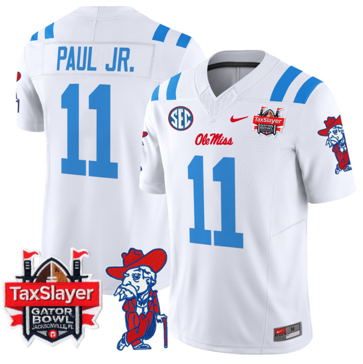 Chris Paul Jr Jersey #11 Ole Miss Rebels 2025 Gator Bowl Patch Stitched Football