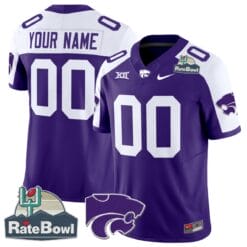 Alternative view of Custom Kansas State Wildcats Jersey 2025 Rate Bowl Patch Football Stitched