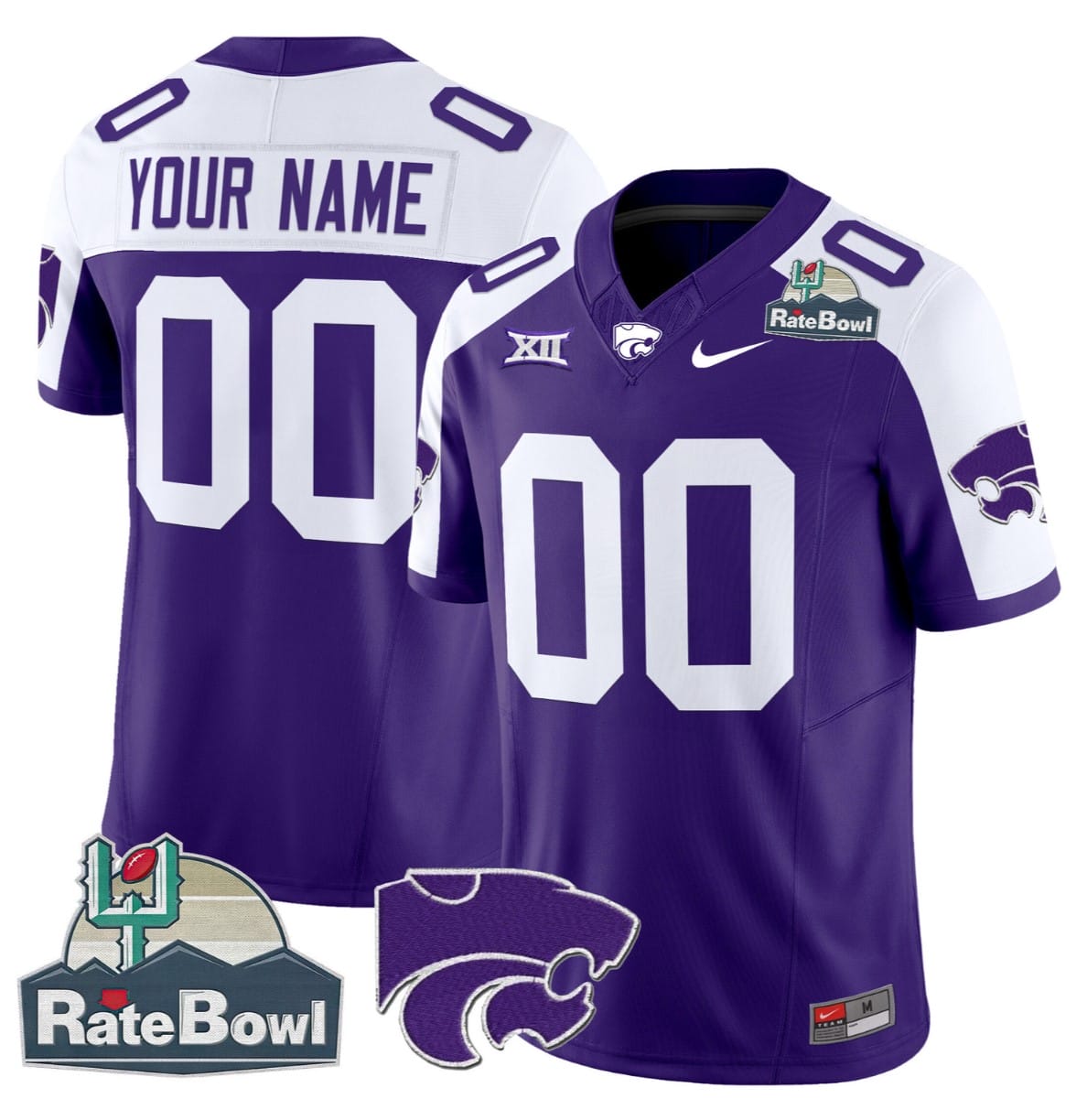 Custom Kansas State Wildcats Jersey 2025 Rate Bowl Patch Football Stitched - Image 2