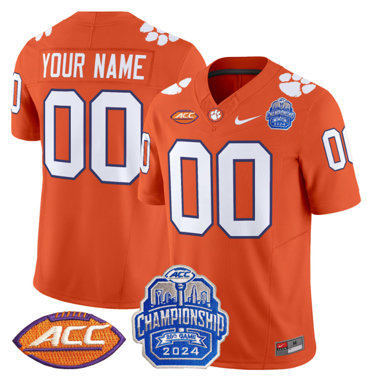 Custom Clemson Tigers Jersey 2024 ACC Championship Patch Stitched Football - Image 4