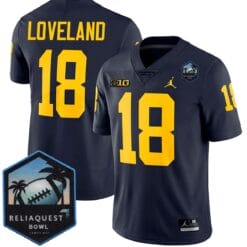 Colston Loveland Jersey #18 Michigan Wolverines ReliaQuest Bowl Patch Stitched Football
