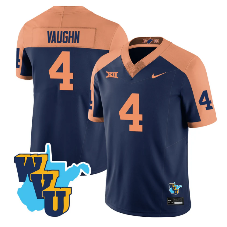 Cam Vaughn Jersey #4 West Virginia Mountaineers 1965-2025 Football Stitched - Image 2