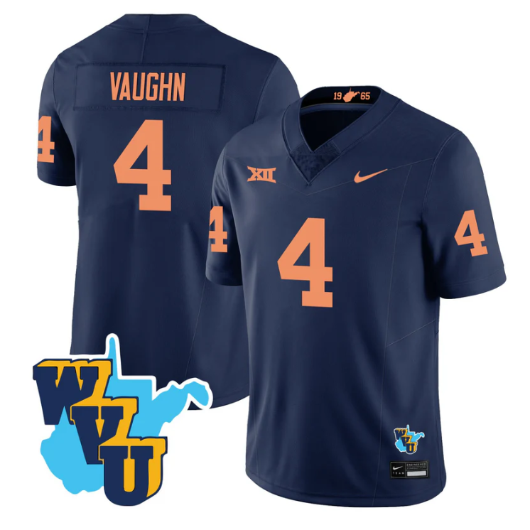 Cam Vaughn Jersey #4 West Virginia Mountaineers 1965-2025 Football Stitched - Image 3
