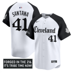 Carlos Santana Jersey #41 Cleveland Indians Gothic Iron Edition Stitched Baseball