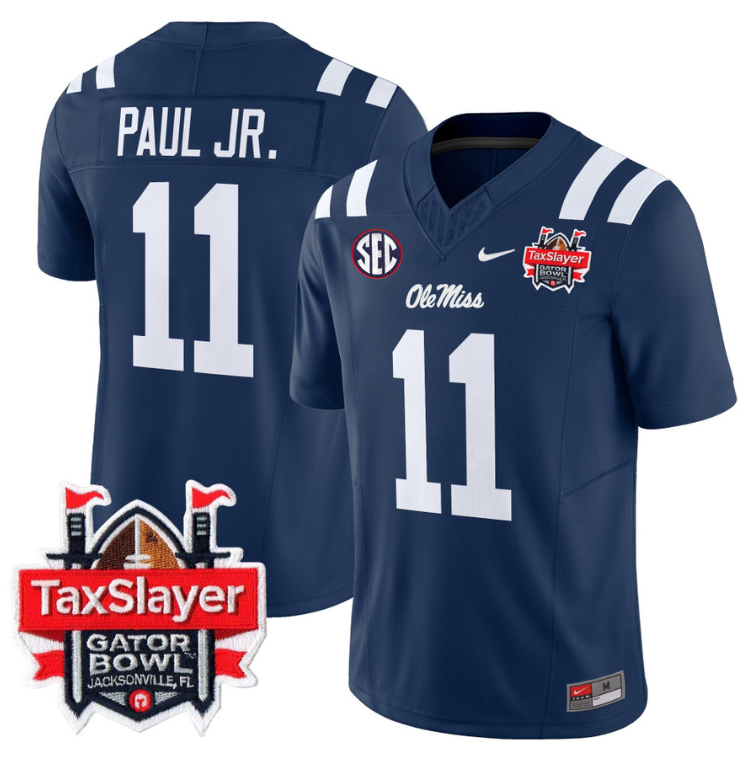 Chris Paul Jr Jersey #11 Ole Miss Rebels 2024 Gator Bowl V2 2024 Stitched Football - Image 6