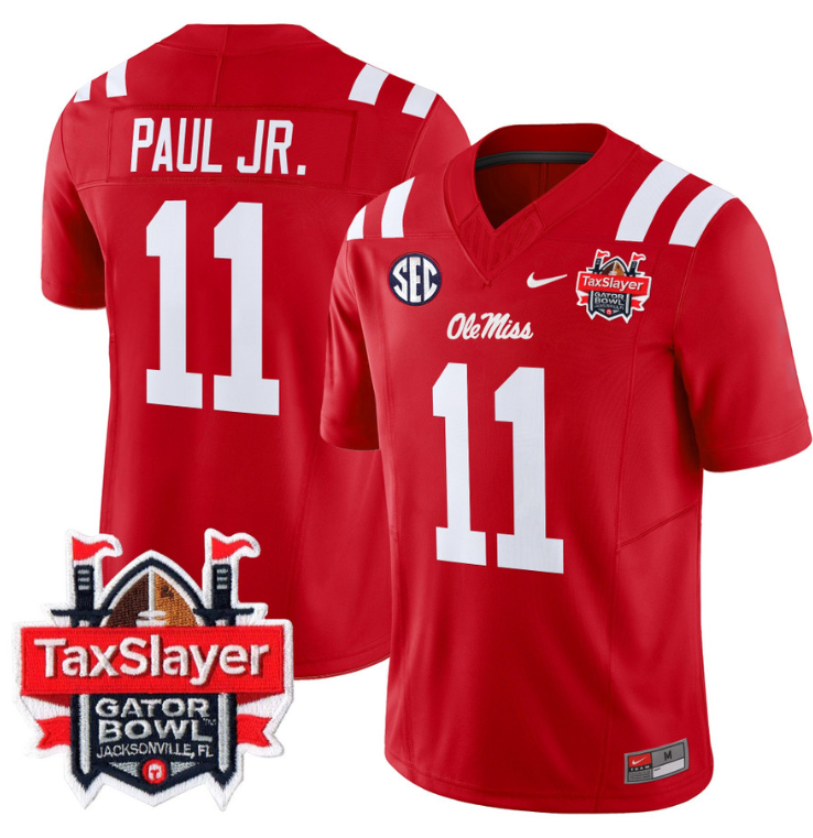 Chris Paul Jr Jersey #11 Ole Miss Rebels 2024 Gator Bowl V2 2024 Stitched Football - Image 3