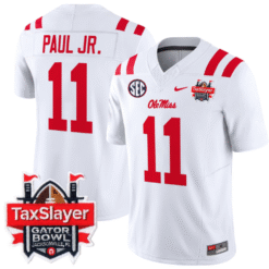 Alternative view of Chris Paul Jr Jersey #11 Ole Miss Rebels 2024 Gator Bowl V2 2024 Stitched Football