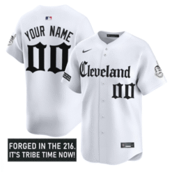 Alternative view of Custom Cleveland Indians Jersey Gothic Iron Edition Alternate Stitched Baseball