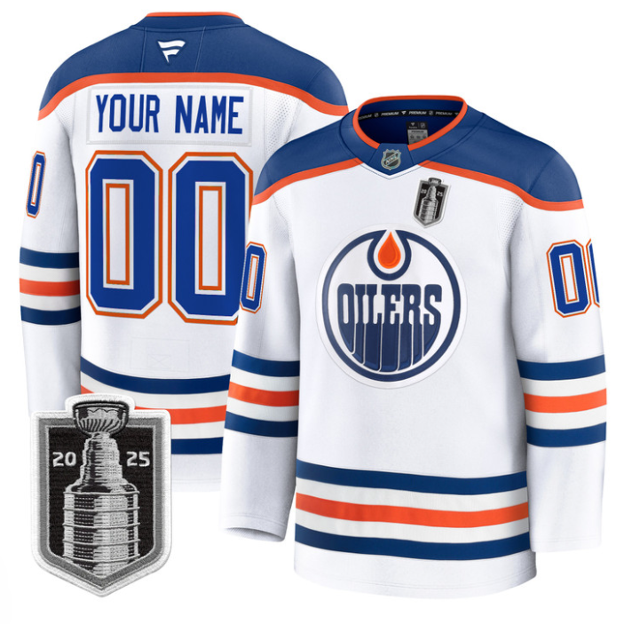 Custom Edmonton Oilers Jersey 2025 Stanley Cup Final Away Stitched Hockey