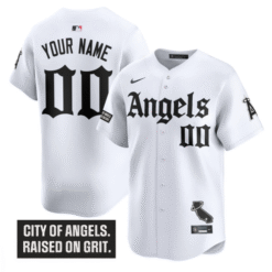 Alternative view of Custom Los Angeles Angels Jersey Gothic Halo Edition Alternate Stitched Baseball