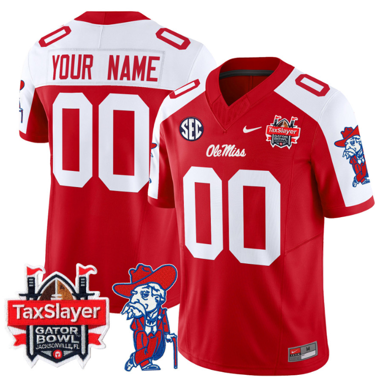Custom Ole Miss Rebels Jersey 2024 Gator Bowl Patch Stitched Football - Image 4