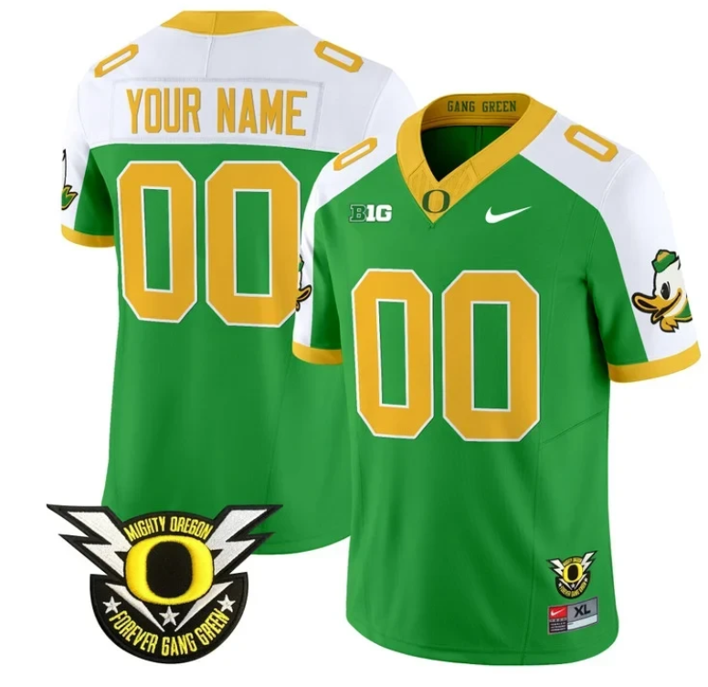 Custom Oregon Duck Jersey Name, Number Forever Gang Green Stitched Football - Image 4