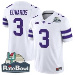 Alternative view of Dylan Edwards Jersey #3 Kansas State Wildcats 2025 Rate Bowl Patch Football Stitched