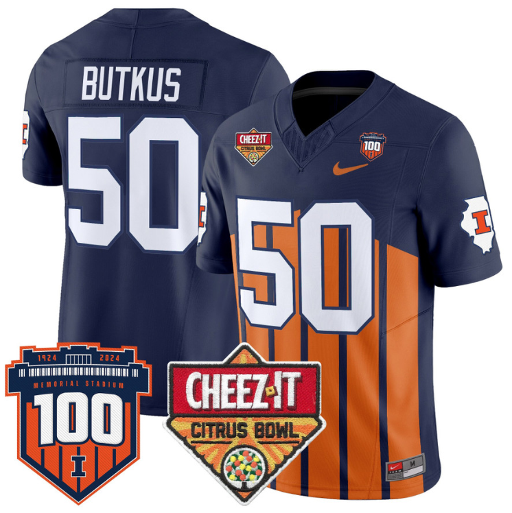 Dick Butkus Jersey #50 Illinois Fighting 2025 Cheez-It Citrus Bowl Stitched Football - Image 3