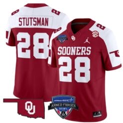 Danny Stutsman Jersey #28 Oklahoma Sooners 2025 Armed Forces Bowl Patch Football Stitched