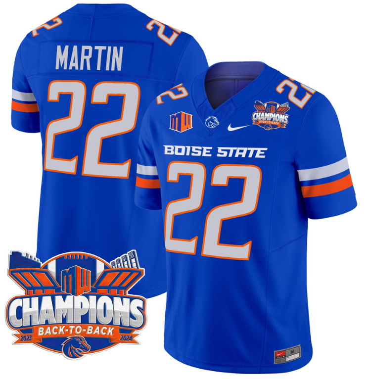 Doug Martin Jersey #22 Boise State Broncos Back To Back Champions Stitched Football - Image 3