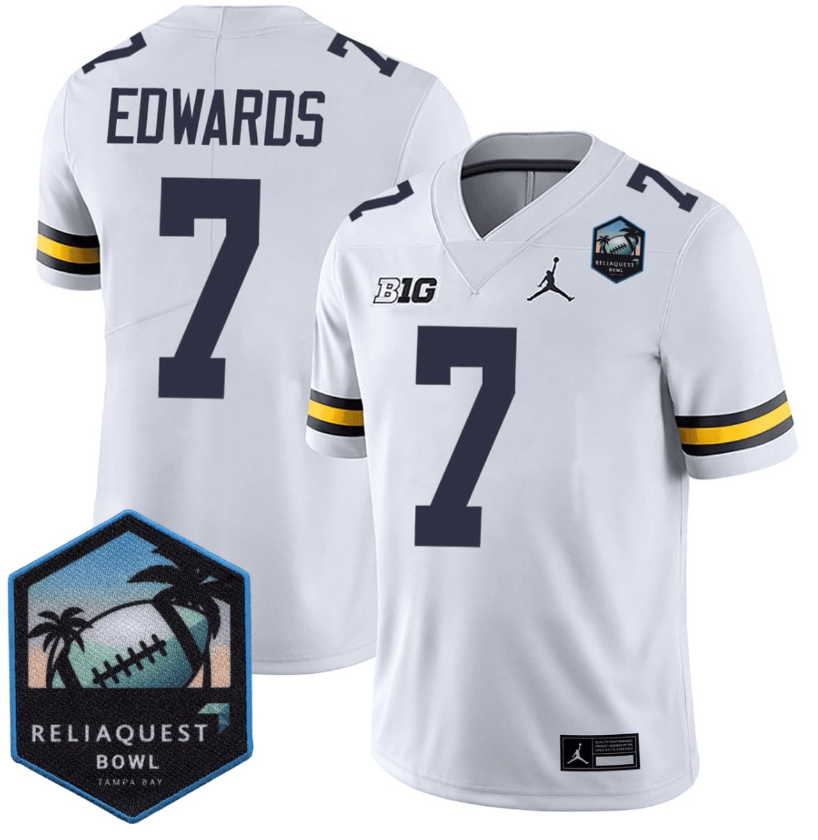 Donovan Edwards Jersey #7 Michigan Wolverines ReliaQuest Bowl Patch Stitched Football - Image 3