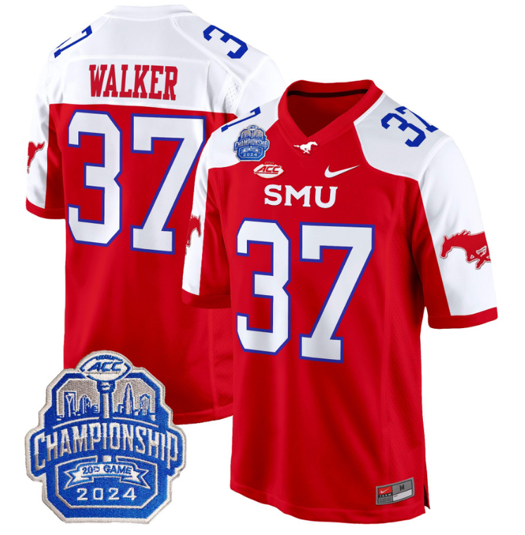 Doak Walker Jersey #37 SMU Mustangs 2024 ACC Championship Patch V2 Stitched Football - Image 4
