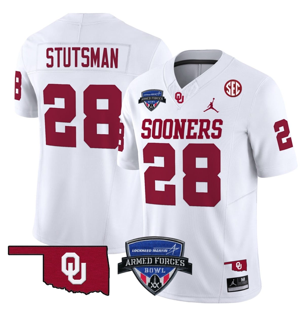 Danny Stutsman Jersey #28 Oklahoma Sooners 2025 Armed Forces Bowl Patch Football Stitched - Image 6