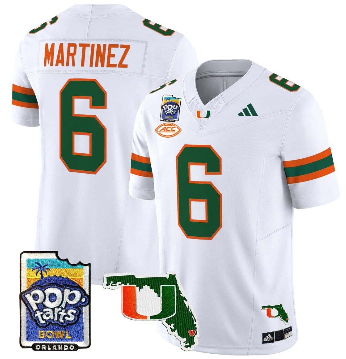 Damien Martinez Jersey #6 Miami Hurricanes 2025 PopTarts Bowl Patch Football Stitched - Image 2