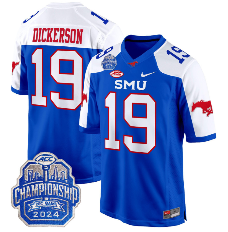 Eric Dickerson Jersey #19 SMU Mustangs 2024 ACC Championship Patch V2 Stitched Football - Image 6