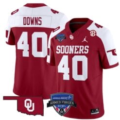 Ethan Downs Jersey #40 Oklahoma Sooners 2025 Armed Forces Bowl Patch Football Stitched
