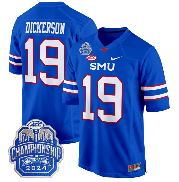 Eric Dickerson Jersey #19 SMU Mustangs 2024 ACC Championship Patch V2 Stitched Football - Image 5