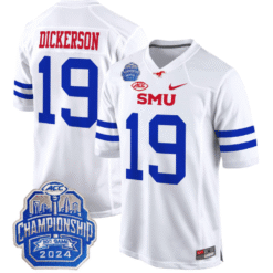 Alternative view of Eric Dickerson Jersey #19 SMU Mustangs 2024 ACC Championship Patch V2 Stitched Football