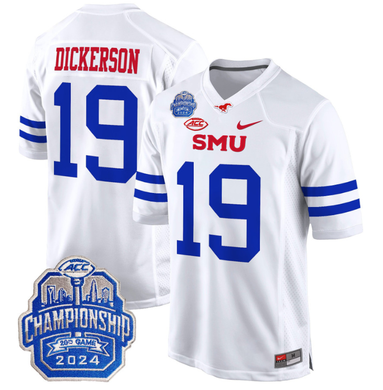 Eric Dickerson Jersey #19 SMU Mustangs 2024 ACC Championship Patch V2 Stitched Football - Image 2