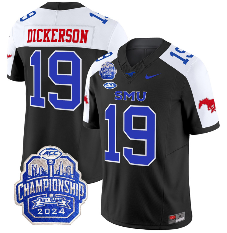 Eric Dickerson Jersey #19 SMU Mustangs 2024 ACC Championship Patch V2 Stitched Football