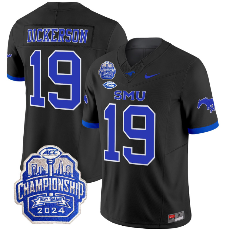 Eric Dickerson Jersey #19 SMU Mustangs 2024 ACC Championship Patch V2 Stitched Football - Image 7