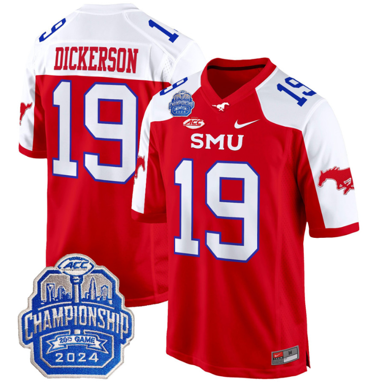 Eric Dickerson Jersey #19 SMU Mustangs 2024 ACC Championship Patch V2 Stitched Football - Image 4
