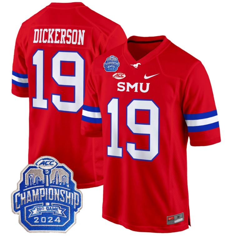 Eric Dickerson Jersey #19 SMU Mustangs 2024 ACC Championship Patch V2 Stitched Football - Image 3