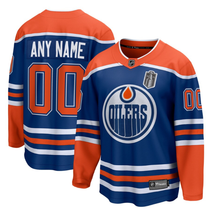 Custom Edmonton Oilers Jersey 2025 Stanley Cup Final Home Breakaway Royal Stitched Hockey